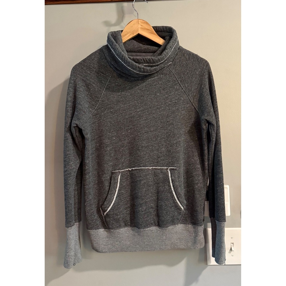 Abercrombie & Fitch Sweatshirt Women Small Grey Cowl Neck Thumbhole Athleisure